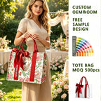 Flower Print Canvas Tote Bag - Reusable Shopping Bag for Daily Use - photo 3