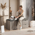 Shoe Storage Bench with Padded Seat Pullout Drawers Entryway Organizer - photo 1
