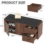 Shoe Storage Bench with Padded Seat Pullout Drawers Entryway Organizer - photo 4