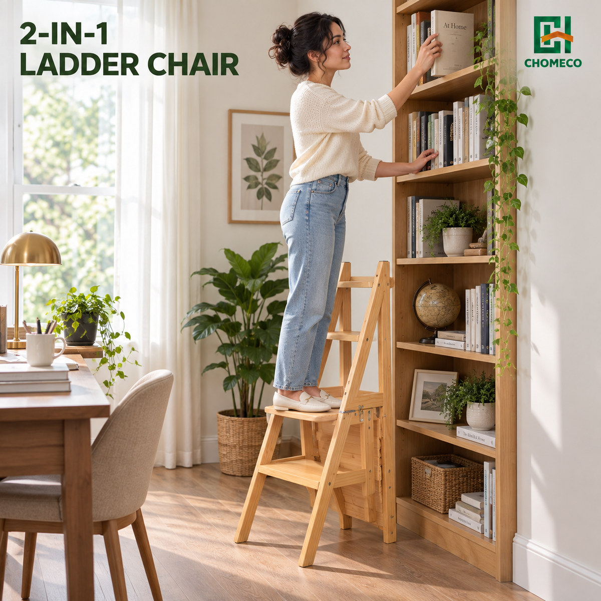 Folding Step Stool Ladder 4 Steps Convertible Chair Heavy Duty - photo 3