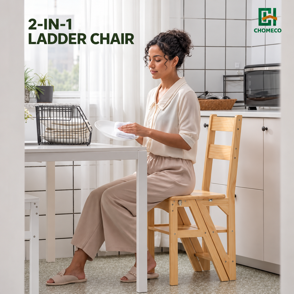 Folding Step Stool Ladder 4 Steps Convertible Chair Heavy Duty - photo 4