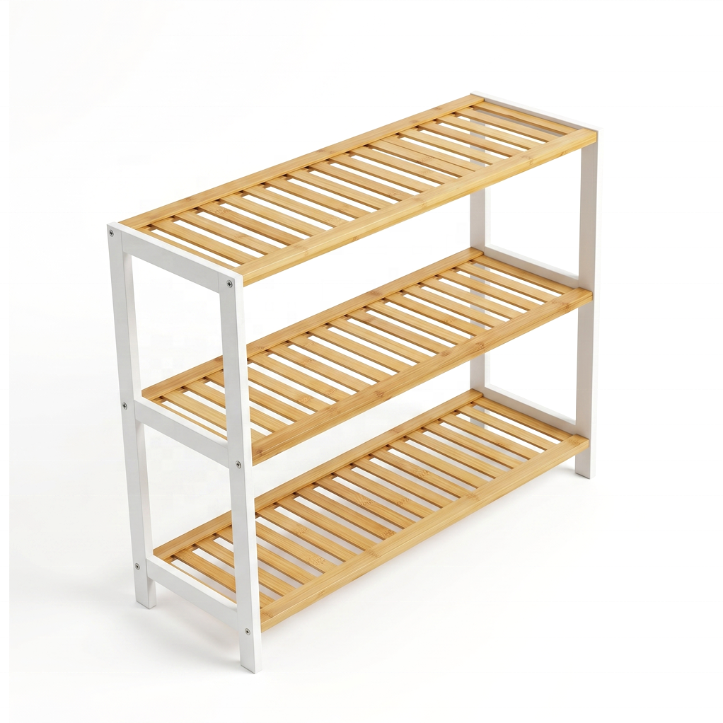 Bamboo Shoe Rack 3-Tier Space-Saving Storage for Home Entryway - photo 1