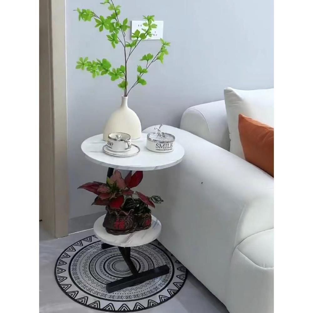 C-Shaped Folding Side Table - Round Wooden Coffee Table for Home - photo 2