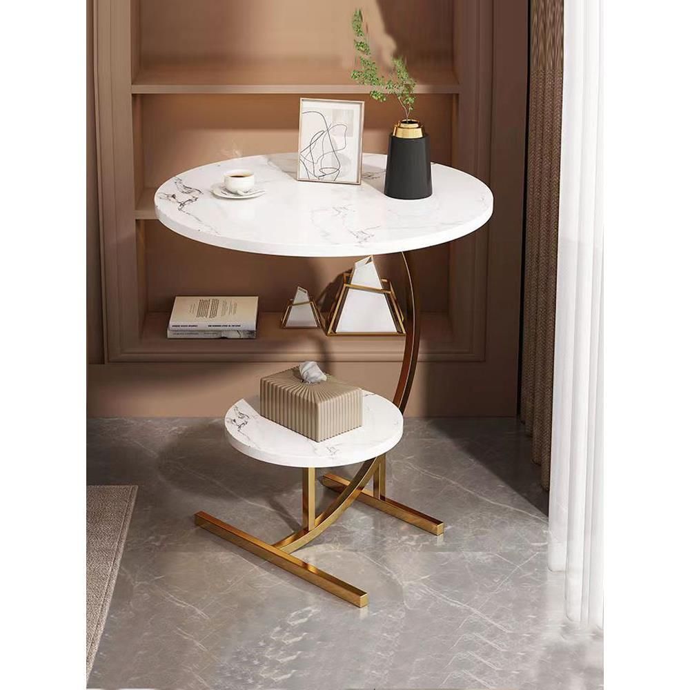 C-Shaped Folding Side Table - Round Wooden Coffee Table for Home - photo 3