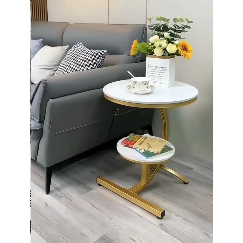 C-Shaped Folding Side Table - Round Wooden Coffee Table for Home - photo 4