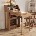 Folding Side Table Wood Finish Small Dining Table with Storage - photo 1