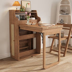 Folding Side Table Wood Finish Small Dining Table with Storage - photo 1