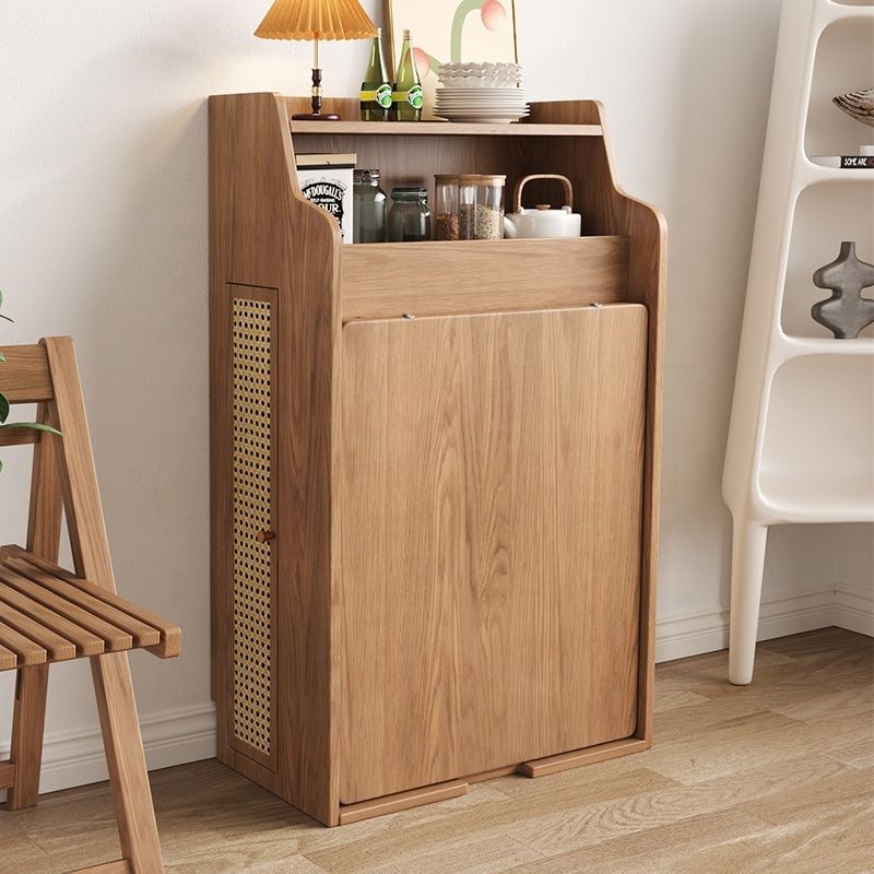Folding Side Table Wood Finish Small Dining Table with Storage - photo 2