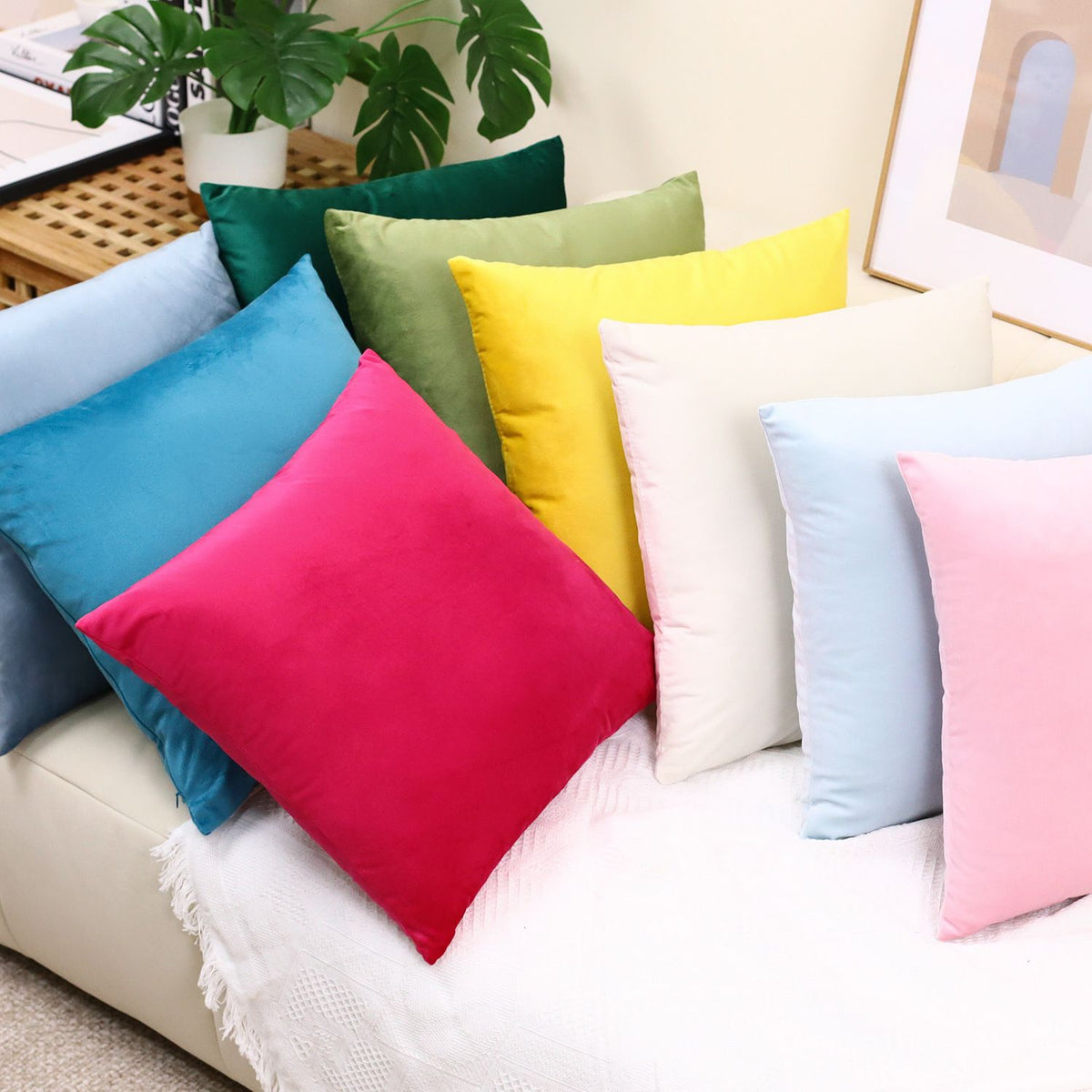 Velvet Cushion Covers - Simple Luxury Square Pillow Cases for Home - photo 2