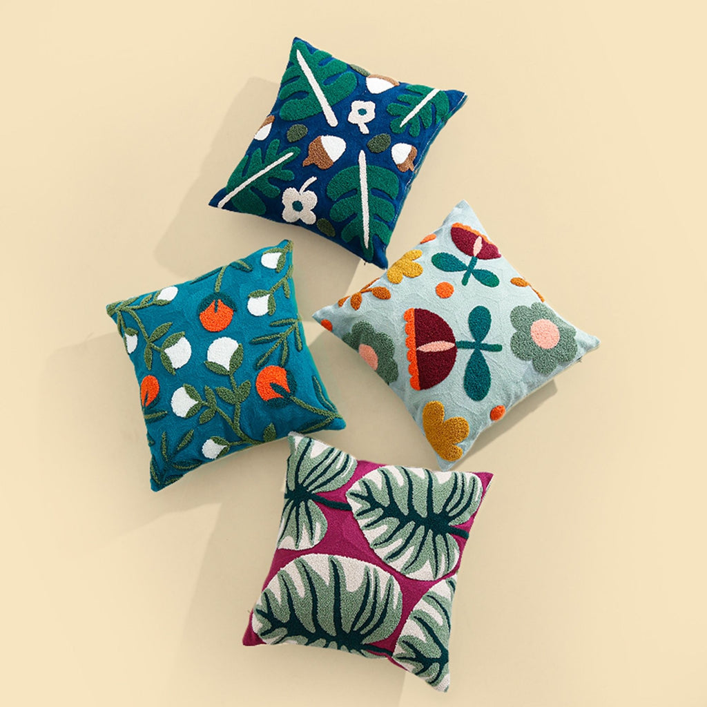 Embroidered Floral Cushion Cover - 3D Hand Embroidery Pillow Case - photo 2