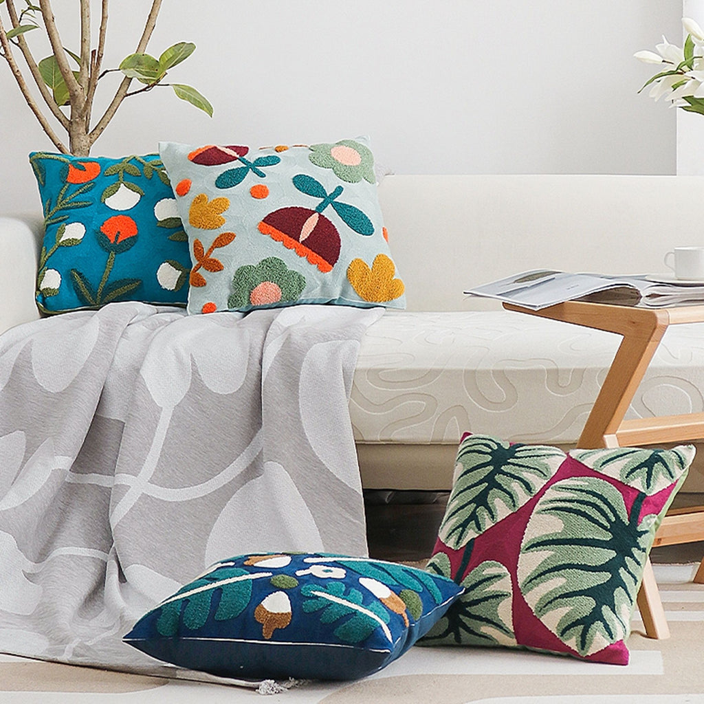 Embroidered Floral Cushion Cover - 3D Hand Embroidery Pillow Case - photo 3