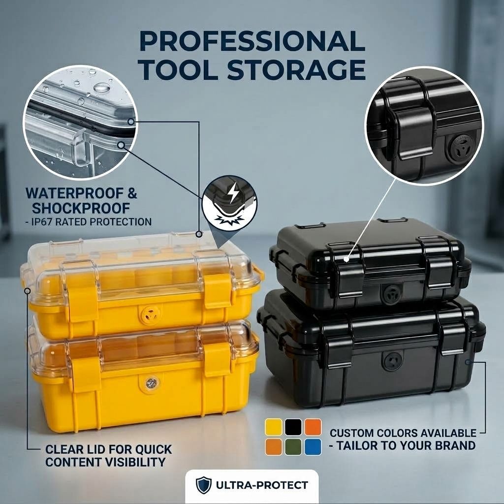 Mini Hard Tool Box Waterproof Shockproof Storage Case with Foam Insert - photo 1