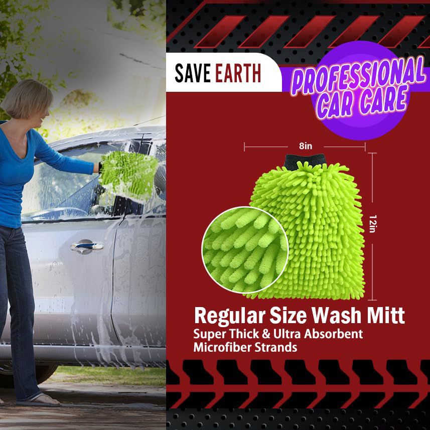 Car Wash Mitt and Microfiber Towel Kit for Car Cleaning at Home - photo 2