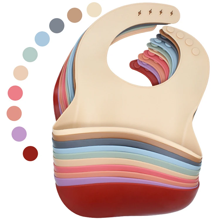 Adjustable Baby Bib Soft Waterproof Silicone Food Catcher Pocket - photo 1