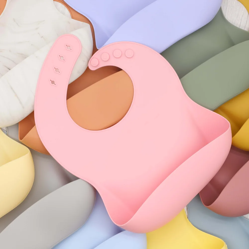 Adjustable Baby Bib Soft Waterproof Silicone Food Catcher Pocket - photo 2