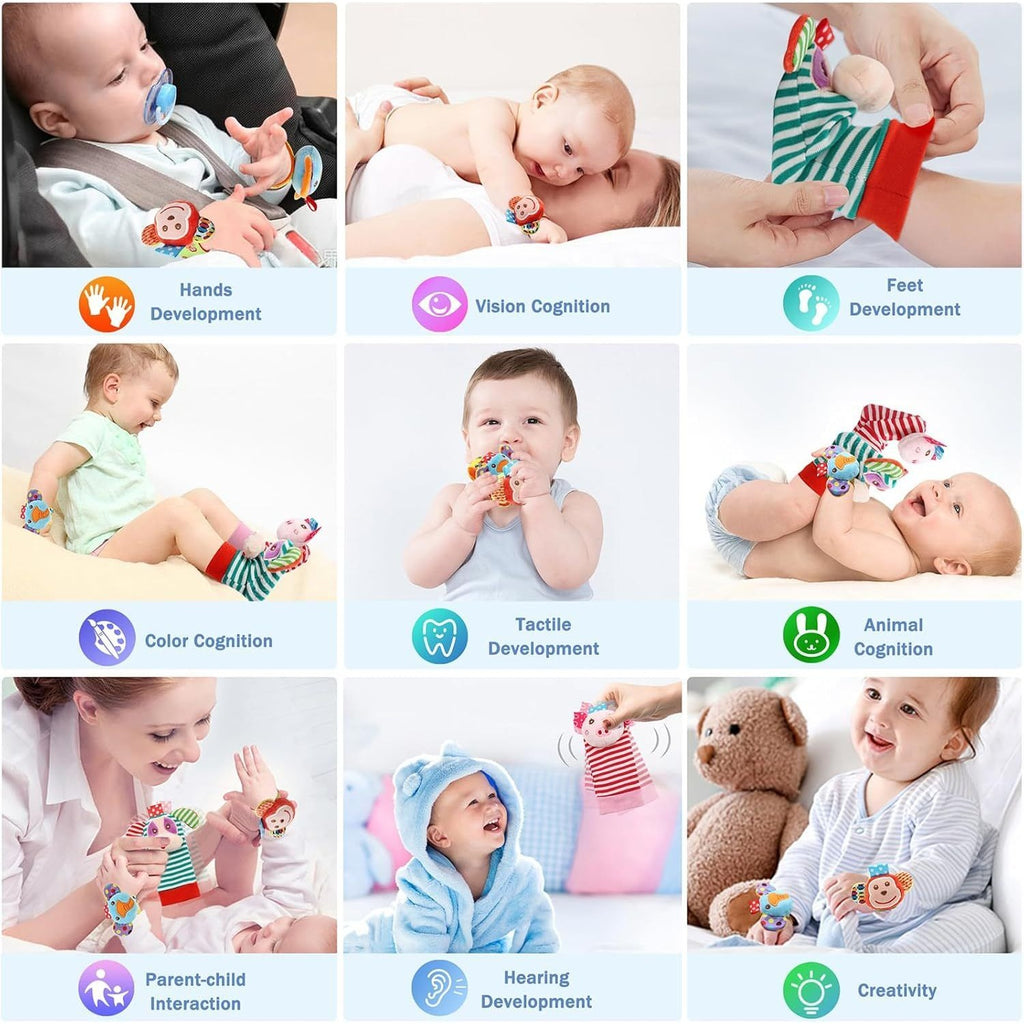 Baby Wrist Rattles & Foot Finder Socks Set for Newborns 0-6M - photo 4