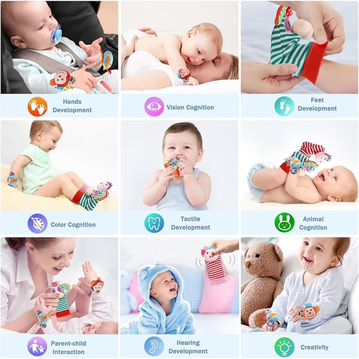 Baby Wrist Rattles & Foot Finder Socks Set for Newborns 0-6M - photo 4