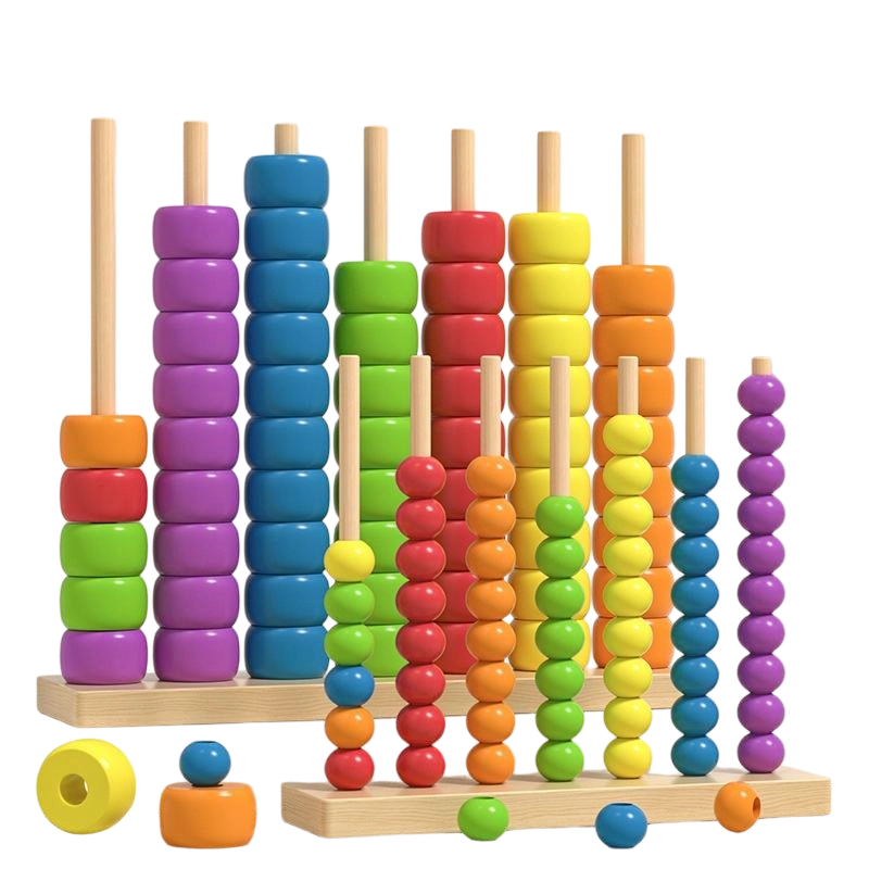 Wooden Stacking Rings Number Counting Stacker Toy for Toddlers - photo 1