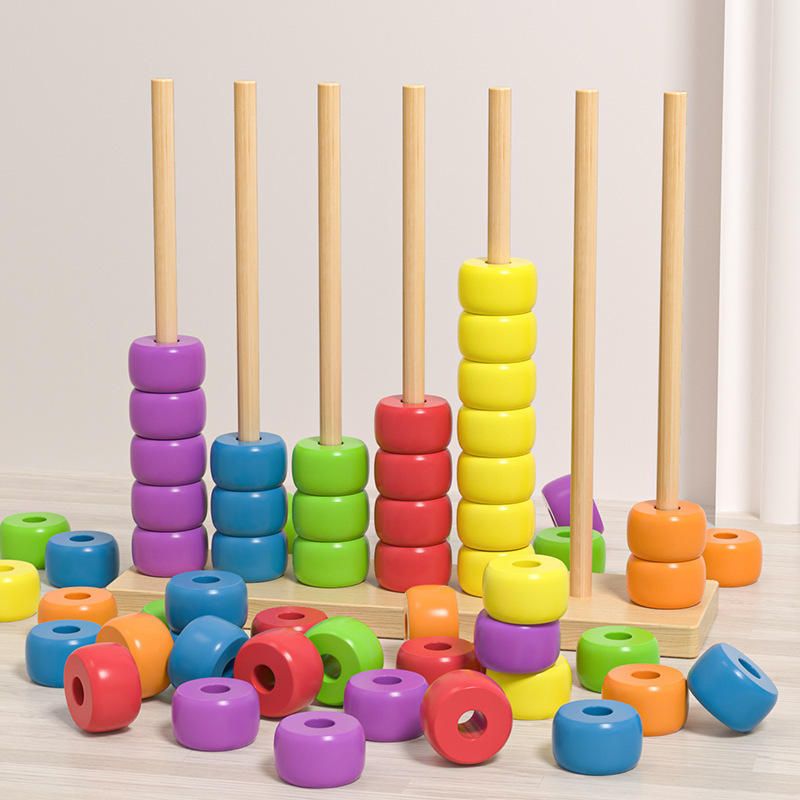 Wooden Stacking Rings Number Counting Stacker Toy for Toddlers - photo 2