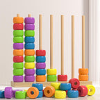 Wooden Stacking Rings Number Counting Stacker Toy for Toddlers - photo 3