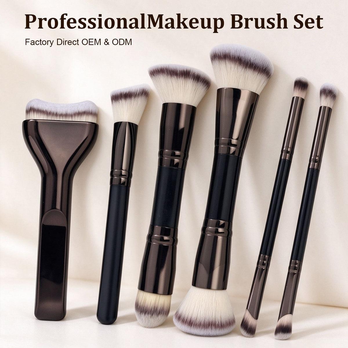 Makeup Brush Set 6 Pieces Double Head Lip Liner Brushes Black Gold - photo 1