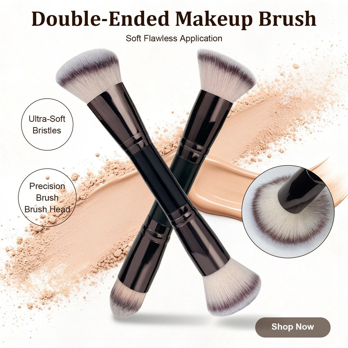 Makeup Brush Set 6 Pieces Double Head Lip Liner Brushes Black Gold - photo 2