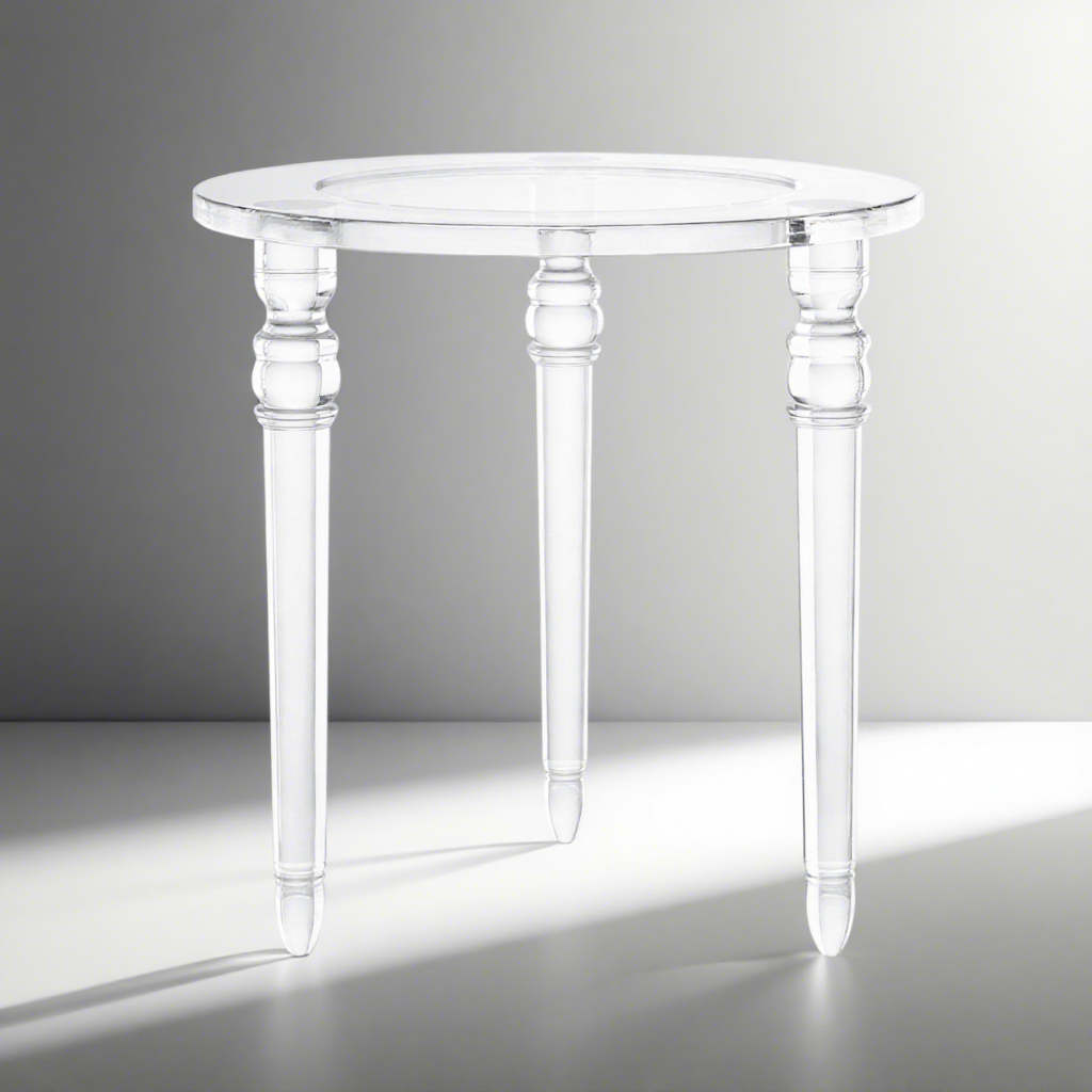 Round Side Table with Glass Top – Modern Acrylic Living Room Table - photo 1