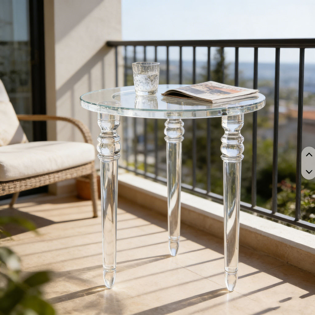 Round Side Table with Glass Top – Modern Acrylic Living Room Table - photo 2