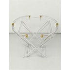 Transparent Acrylic Round Folding Coffee Table with Gold Hardware - photo 2