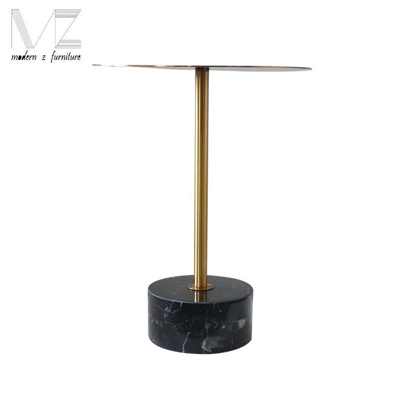 Modern Round Marble Side Table with Golden Base for Living Room - photo 2
