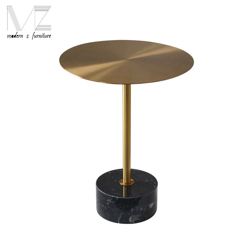 Modern Round Marble Side Table with Golden Base for Living Room - photo 4