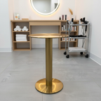 Round Gold Side Table Stainless Steel Stand for Home and Salon - photo 1