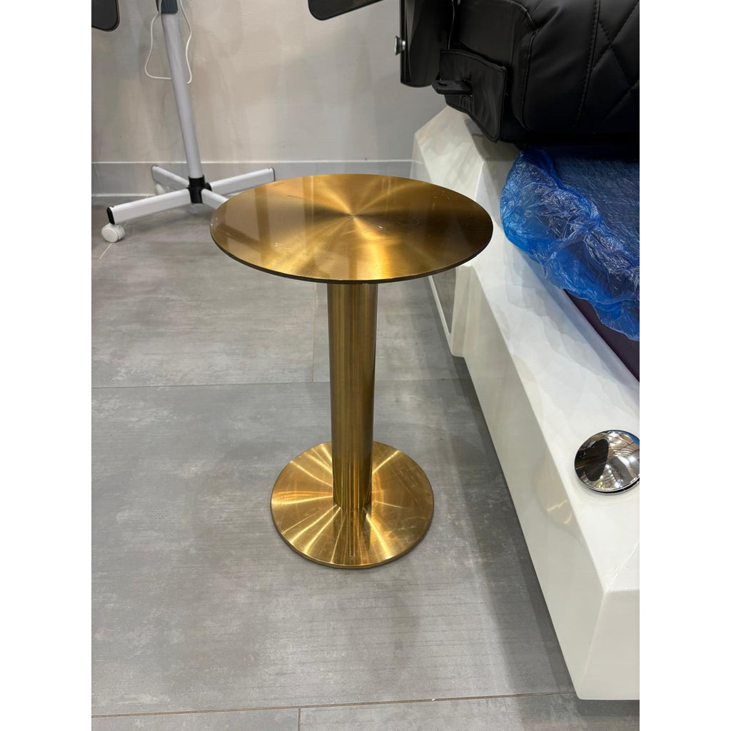 Round Gold Side Table Stainless Steel Stand for Home and Salon - photo 2