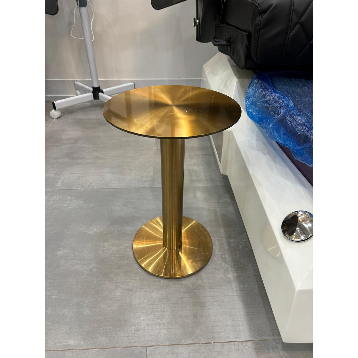 Round Gold Side Table Stainless Steel Stand for Home and Salon - photo 2