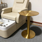 Round Gold Side Table Stainless Steel Stand for Home and Salon - photo 4