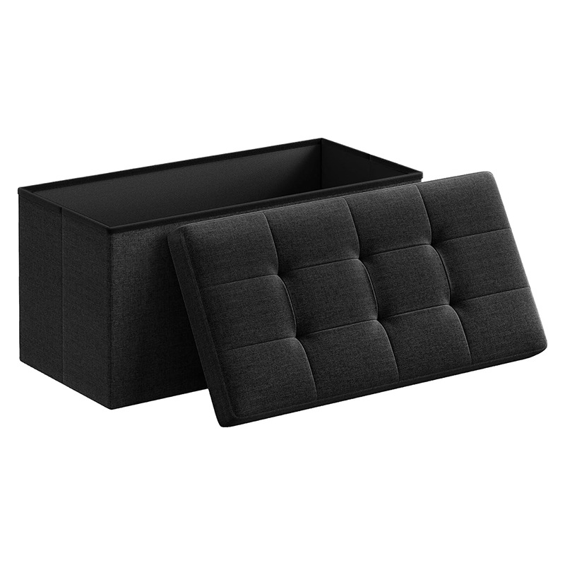 Folding Storage Ottoman 30 Inch Fabric Seat Stool for Home Use - photo 4