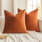 Velvet Cushion Covers Rust Orange Double-Sided Throw Pillow Case - photo 1