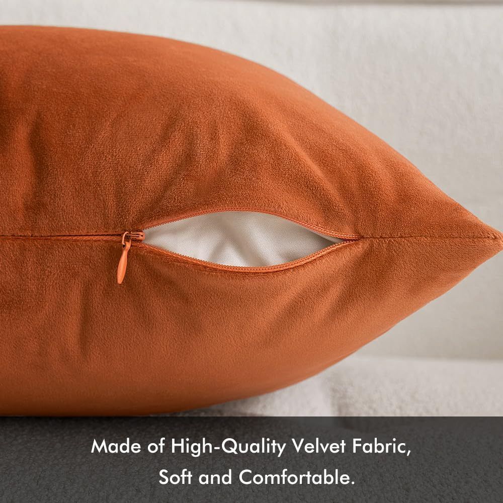 Velvet Cushion Covers Rust Orange Double-Sided Throw Pillow Case - photo 4