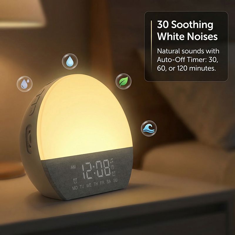 Sunrise Alarm Clock Wake Up Light Digital Table Clock with Sound - photo 3