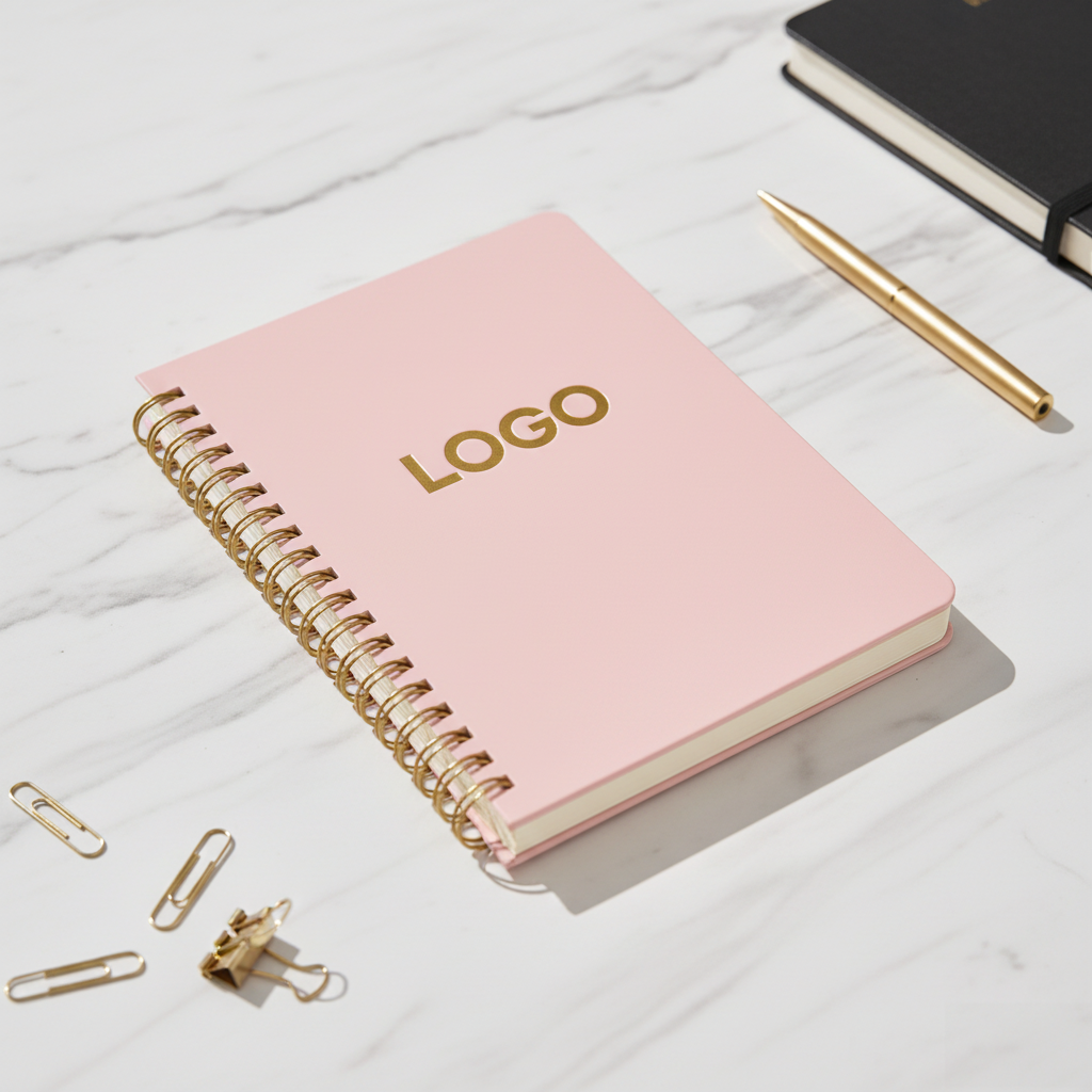 A5 Spiral Notebook Pink Gold Coil Cover for Students & Office - photo 1