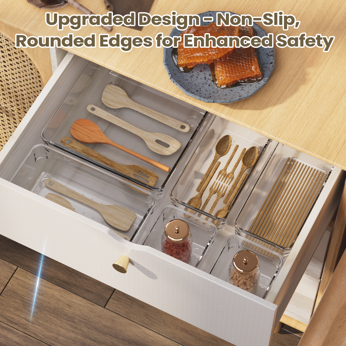 Multi Compartment Clear Drawer Organizer Set for Desk Office Use - photo 3