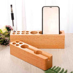 Wooden Pen Holder Desktop Organizer with Phone Stand for Desk - photo 3