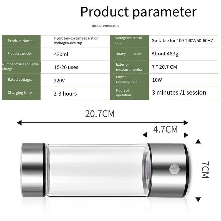 Portable Stainless Steel Hydrogen Water Bottle 1200mL USB Charging - photo 3