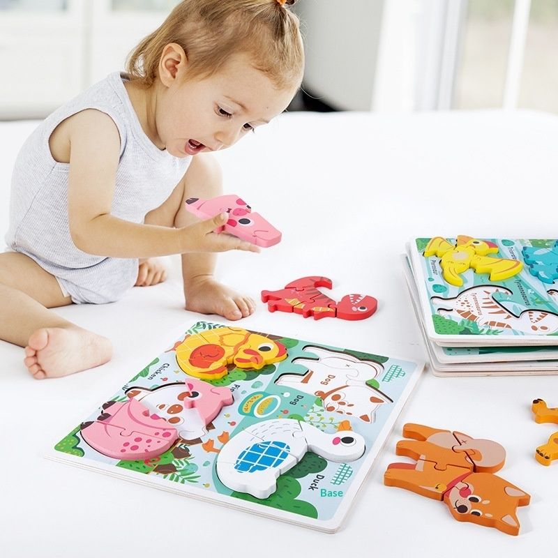 4-in-1 Wooden Animal Dinosaur 3D Puzzle Board Game for Kids Boys Girls - photo 2