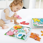 4-in-1 Wooden Animal Dinosaur 3D Puzzle Board Game for Kids Boys Girls - photo 2