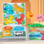 4-in-1 Wooden Animal Dinosaur 3D Puzzle Board Game for Kids Boys Girls - photo 3