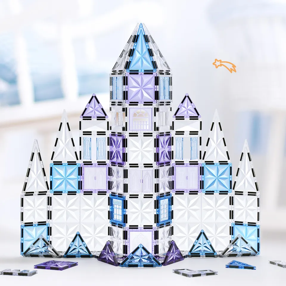 Magnetic Building Blocks Set for Kids - 100 Piece Colourful Clear - photo 4