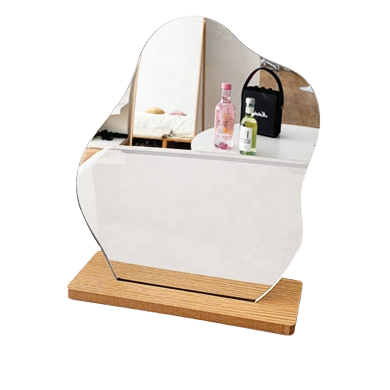 Cloud Shaped Vanity Mirror with Wooden Stand for Tabletop Desktop Use - photo 1