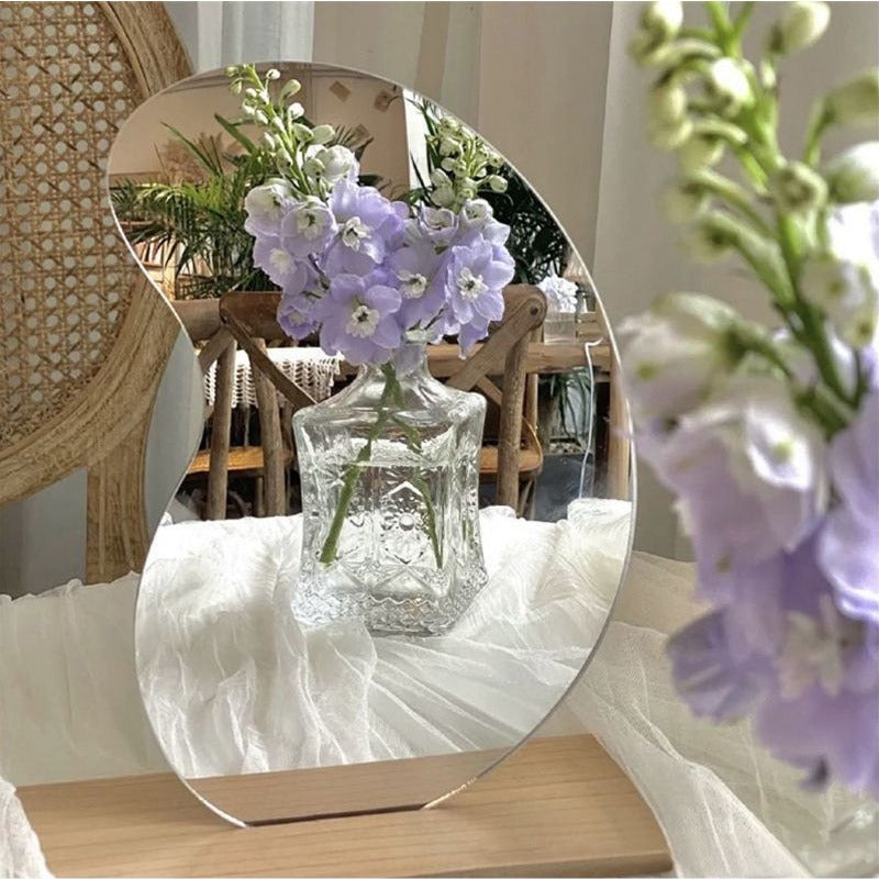 Cloud Shaped Vanity Mirror with Wooden Stand for Tabletop Desktop Use - photo 2