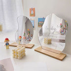 Cloud Shaped Vanity Mirror with Wooden Stand for Tabletop Desktop Use - photo 3